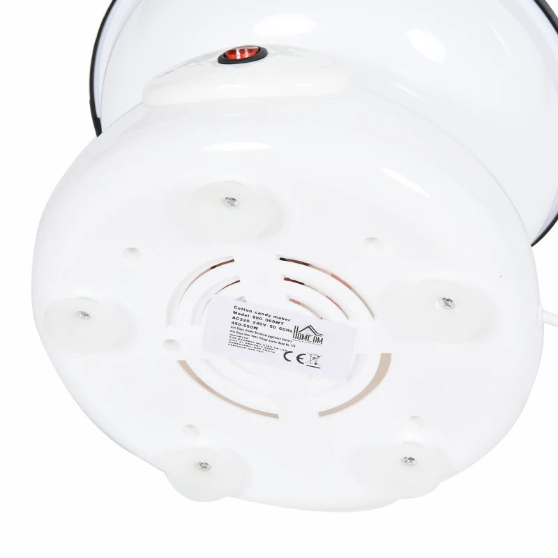 450W Electric Candyfloss Machine Kit - Non-Stick Plates, Fairground Fun for Kids & Adults, Perfect Party Gift, White Metal Body with Accessories