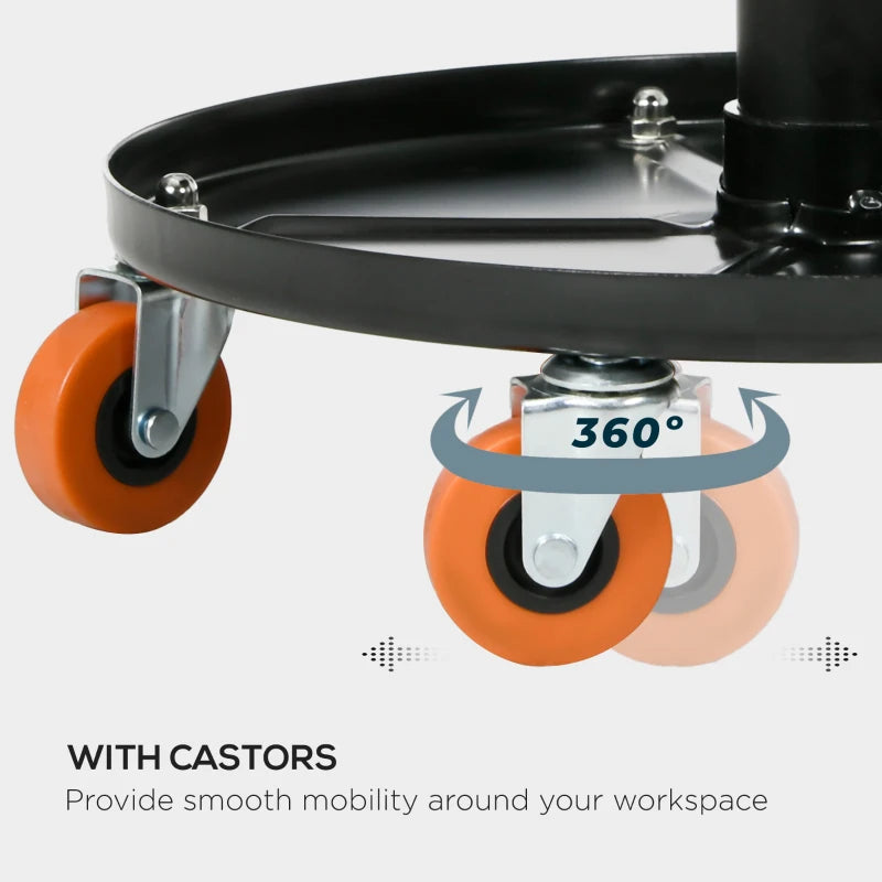 Adjustable Pneumatic Workshop Stool with Tool Tray & Wheels