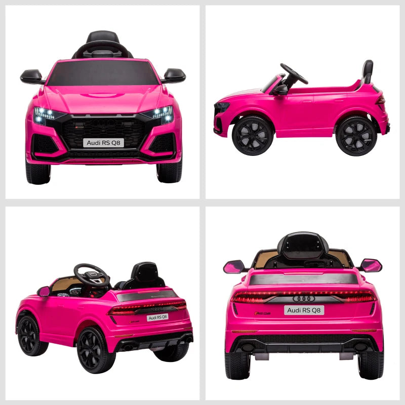 Audi RS Q8 6V Kids Electric Ride-On Car Toy with Remote, USB, MP3, Bluetooth - Pink Color