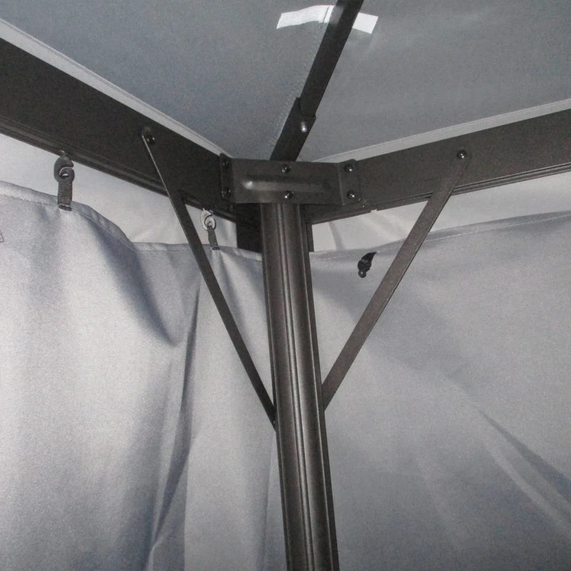 3 x 4m Dark Grey Aluminium Garden Gazebo - Marquee Canopy Shelter Pavilion Tent with Nets and Curtains for Outdoor Parties