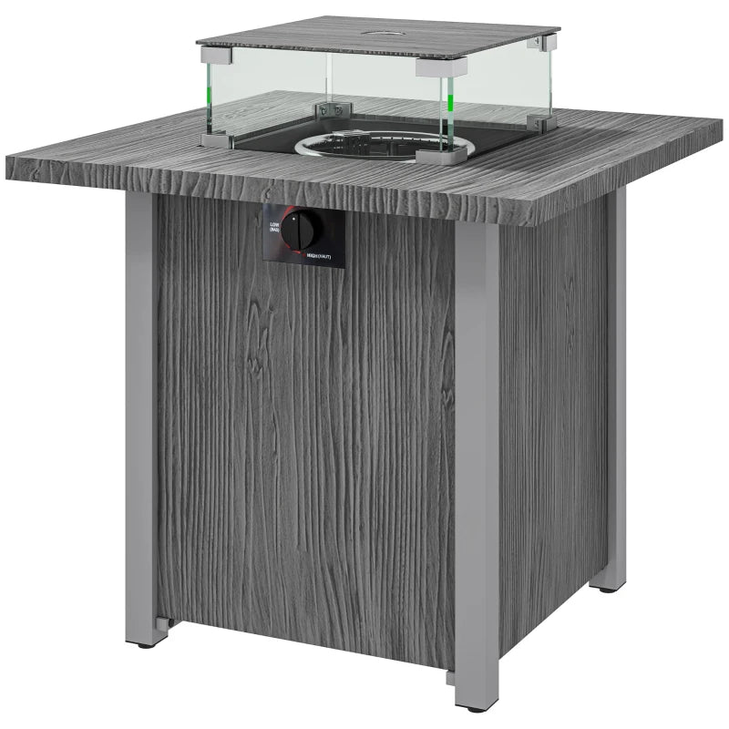 50,000 BTU Dark Grey Gas Fire Pit Table with Cover - Outdoor Heating Solution for Patios and Backyards
