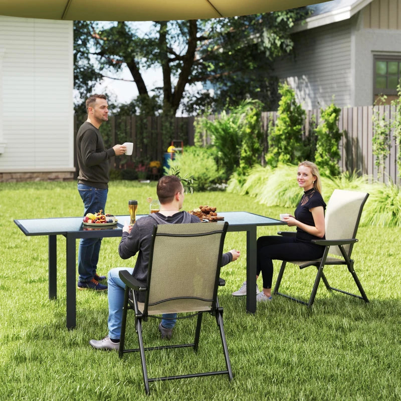 Set of Two Brown and Black Folding Outdoor Chairs - Compact Size for Easy Storage
