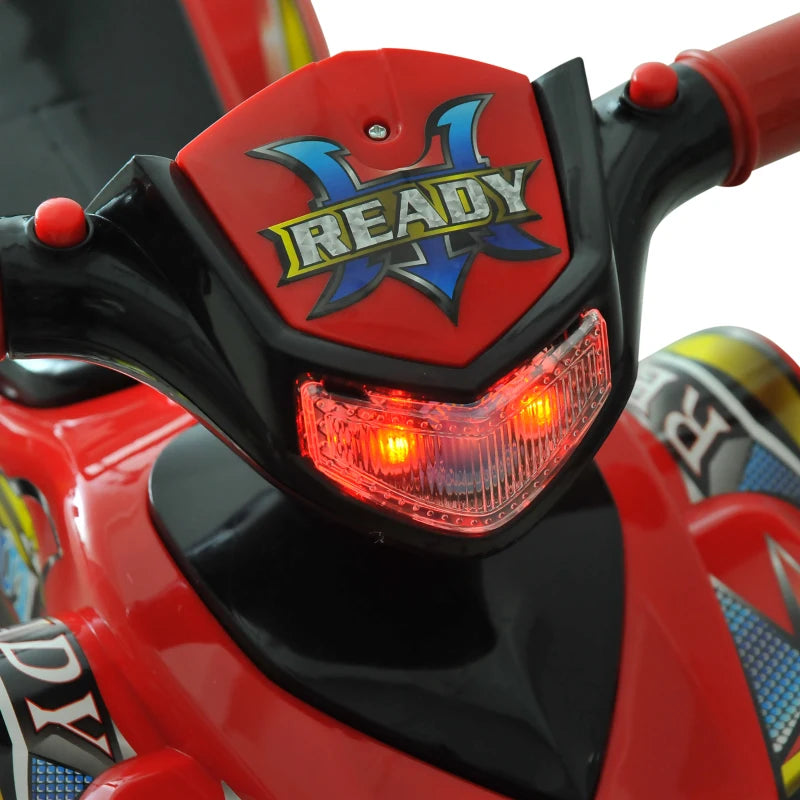 Kids Off-Road Quad Bike Ride-On Toy - Red Racing Car with Horn & Music - 4 Wheels, No Power