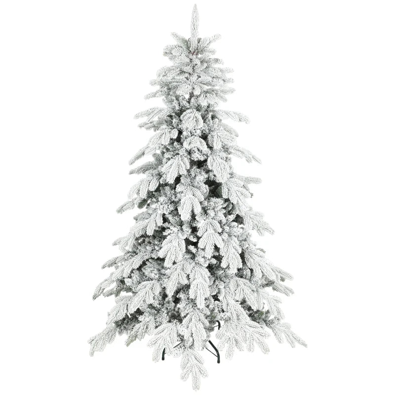 6ft Super Flocked Christmas Tree - Lush Green & White Snowy Tips - Perfect Holiday Decor for Home & Office