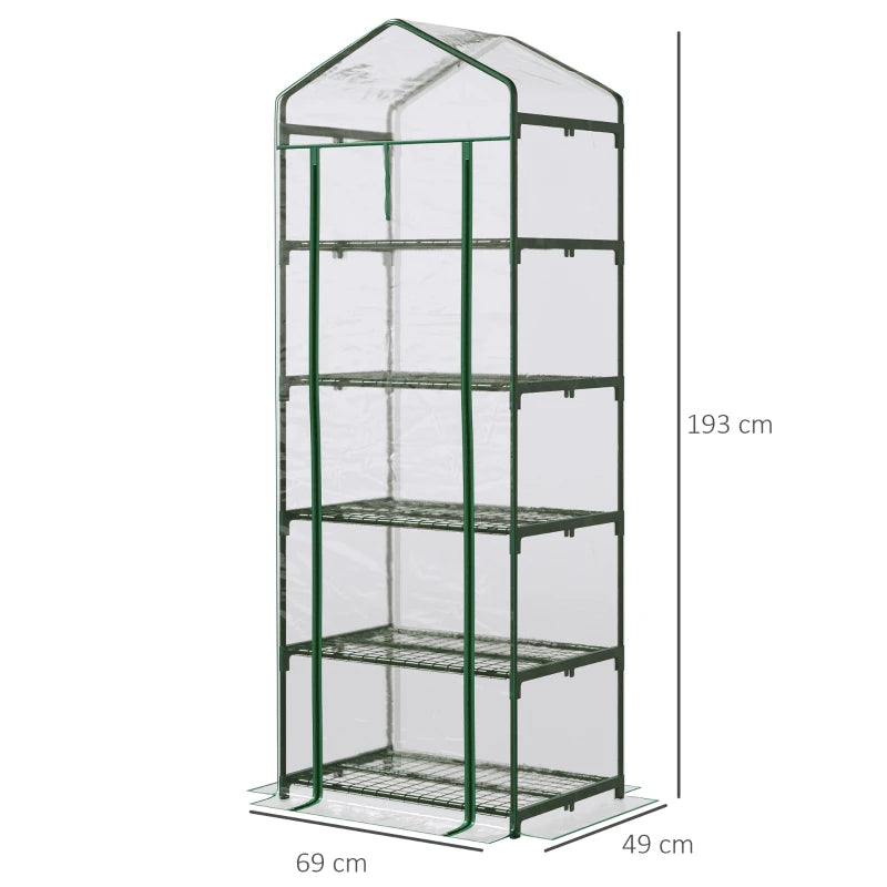 Portable Greenhouse Flower Stand - Transparent PVC Cover - 69 x 49 x 193cm