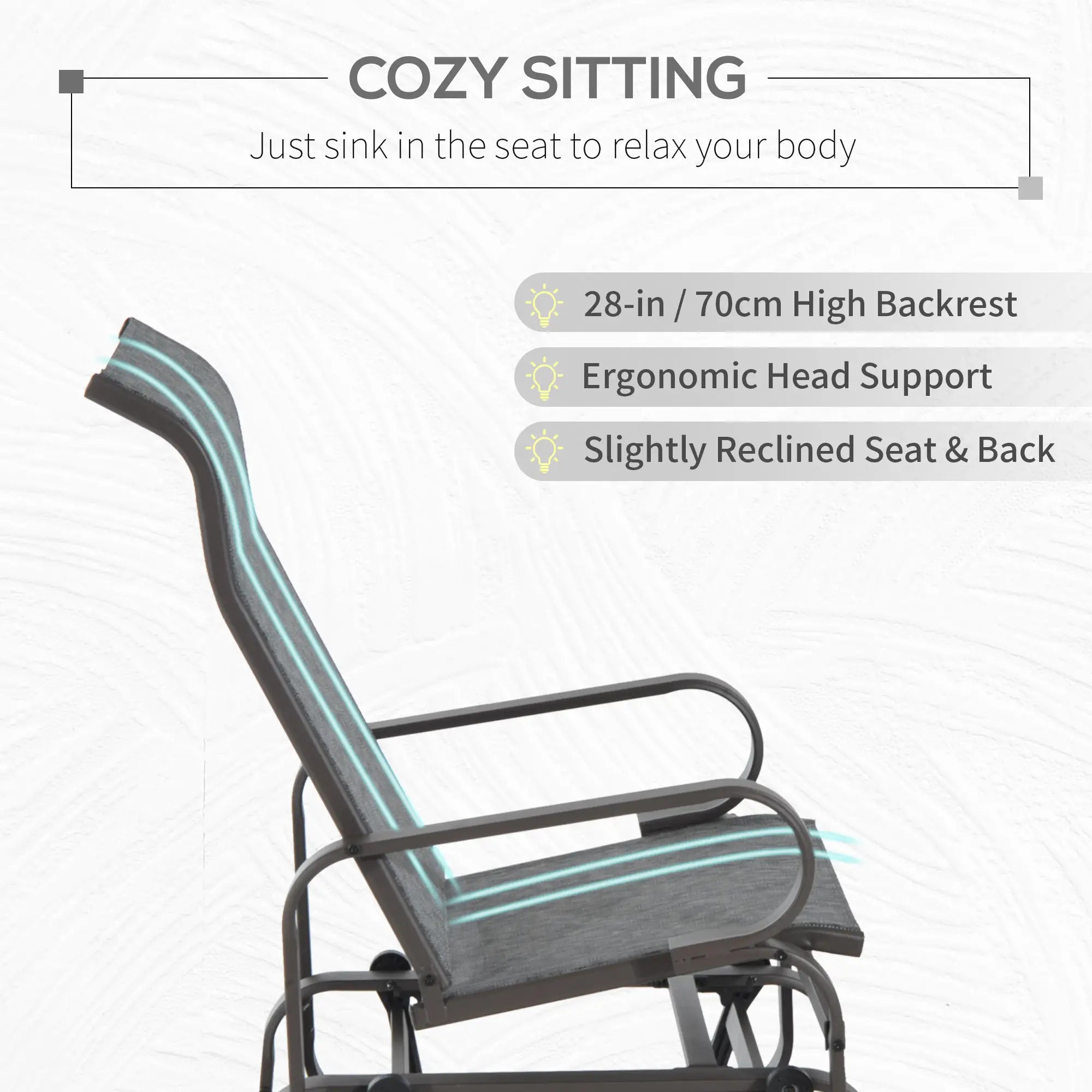 Grey & Brown Outdoor Gliding Rocking Chair - Sturdy Metal Frame