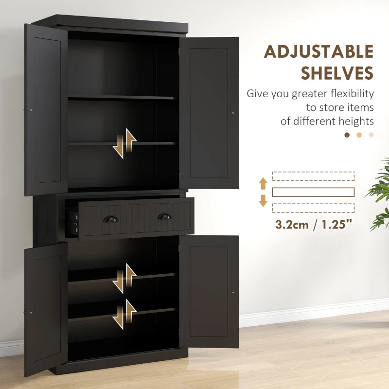 Freestanding Multi-Storage Kitchen Cabinet in Black - Stylish & Functional Organizer for Home & Kitchen Storage Solutions