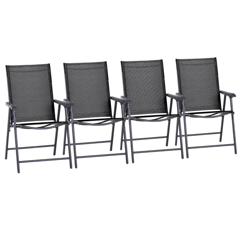 Black Folding Metal Outdoor Dining Chairs Set of 4