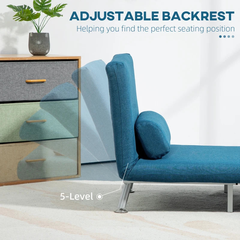 Linen-Look Blue Sleeper Chair for Compact Living Spaces and Guest Accommodation