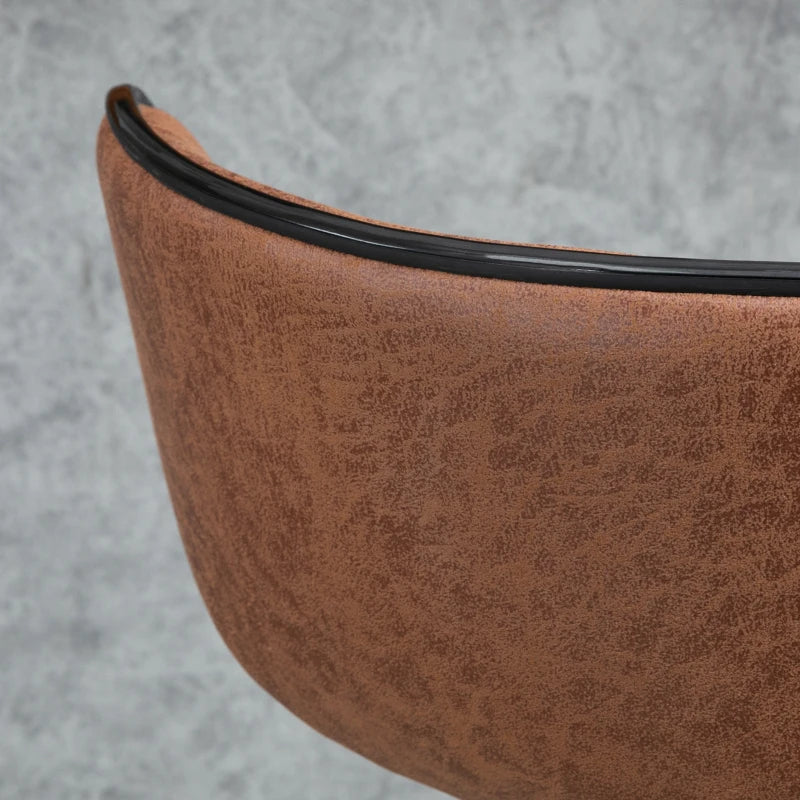 Adjustable Height Bar Stool Set of 2 - Brown Microfiber Swivel Armless Chairs for Kitchen & Dining