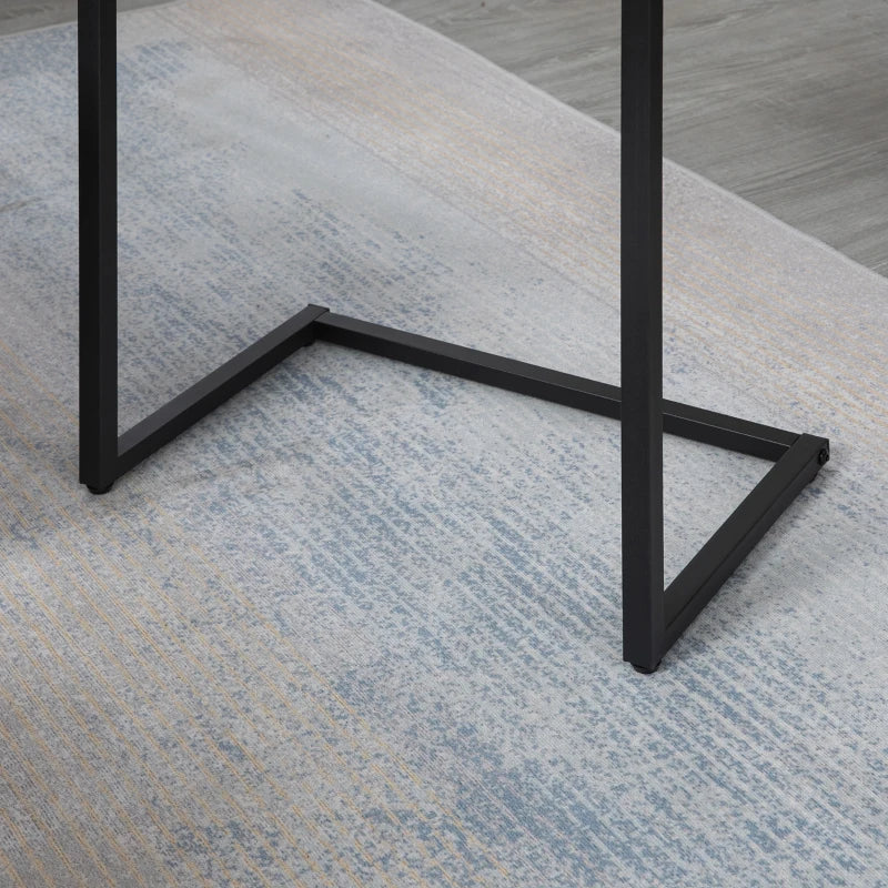 Nesting Side Tables Set of 3 C-Shaped Snack Tables with Steel Frame for Sofa Couch and Bed Rustic Brown
