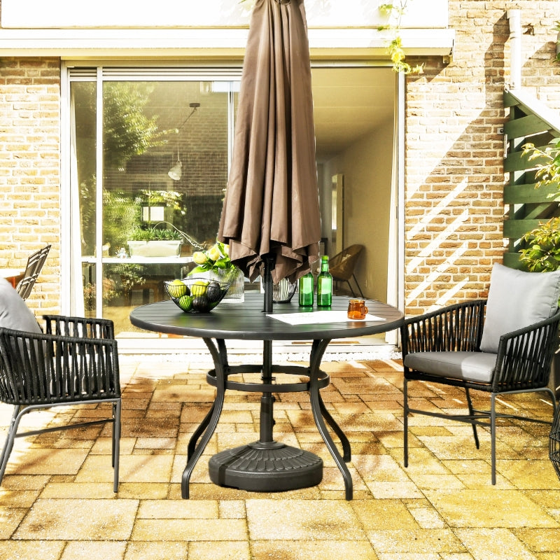 Black Round Outdoor Dining Table for Four with Parasol Hole