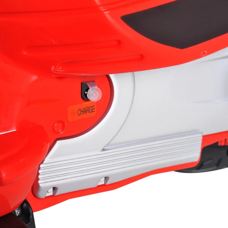 Kids 6V Ride On Motorcycle with LED Lights - Red Electric Toy Bike for Boys and Girls