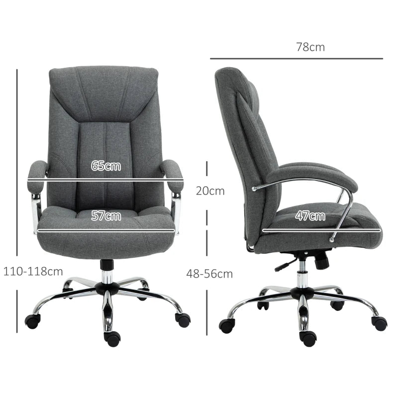 Vinsetto Grey Fabric Office Chair - Padded Executive Desk Chair with Adjustable Height, Swivel Wheels & Metal Star Base
