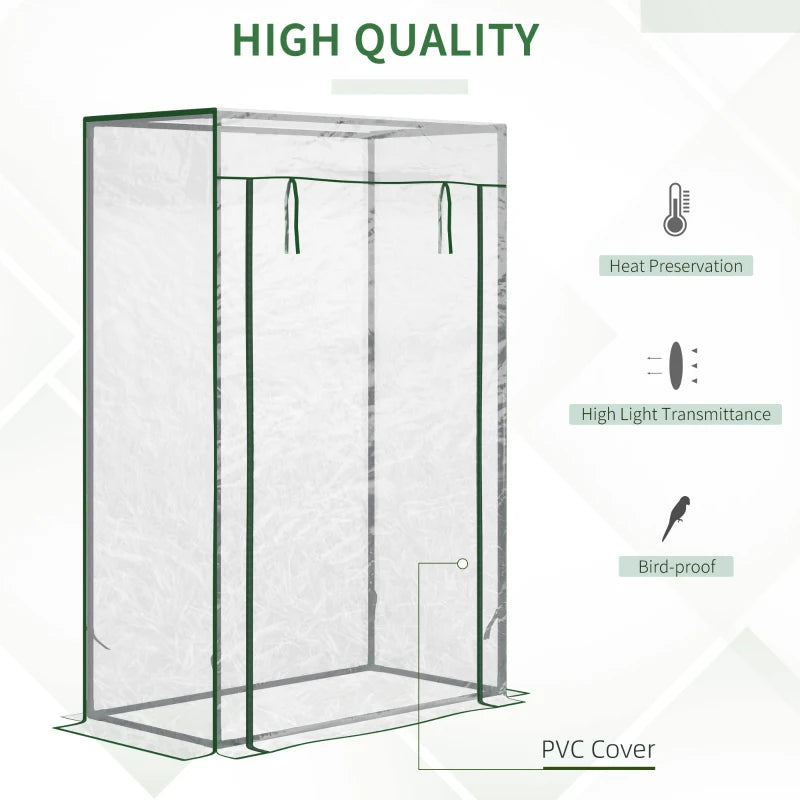 Green Steel Frame Greenhouse with Roll-up Door - Outdoor Garden Cover