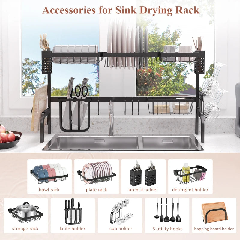 100cm Modular Over-Sink Drying Rack - Space-Saving Kitchen Organizer for Efficient Dish Drying and Storage