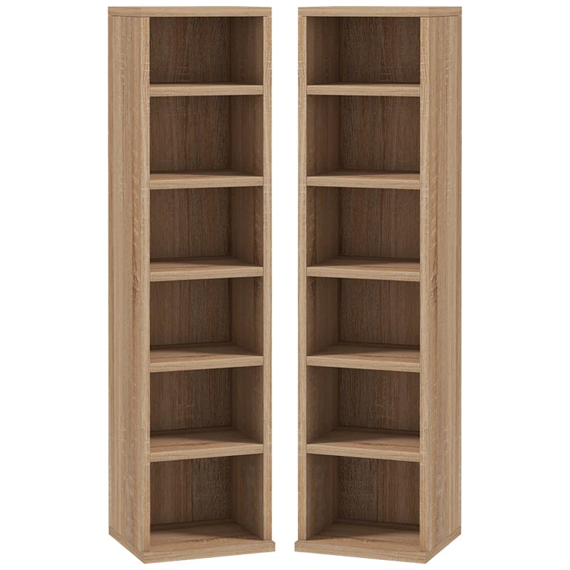 Set of 2 Wood-Effect 102 CD Storage Units - Stylish and Durable Media Organizers for Home or Office
