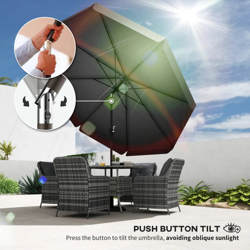 Black 2.7m Patio Table Umbrella with Tilt and Crank
