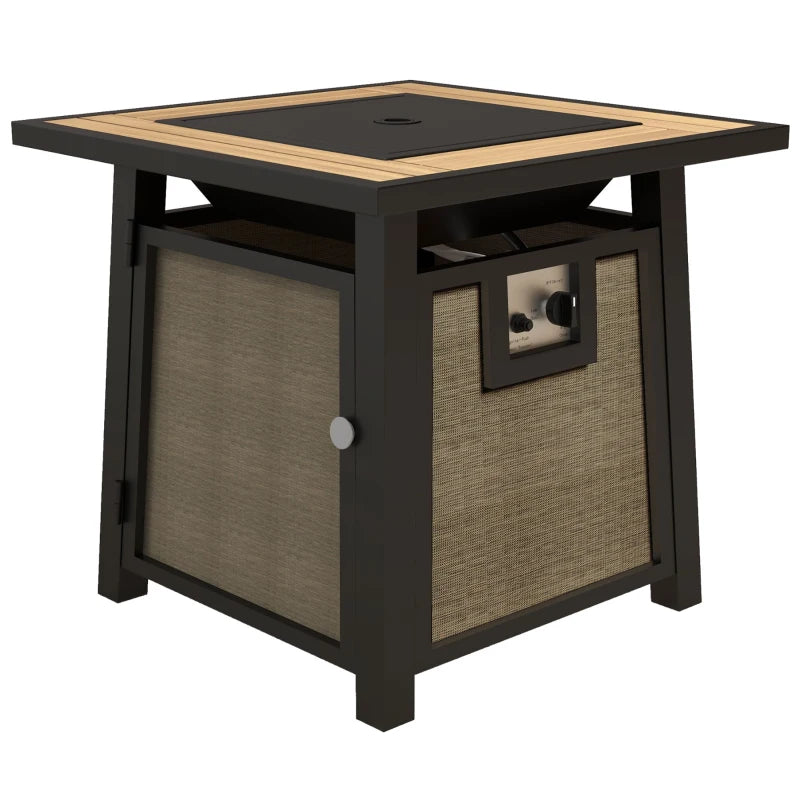 50,000 BTU Brown Gas Fire Pit Table with Cover & Glass Beads - Outdoor Heating for Patios & Backyards