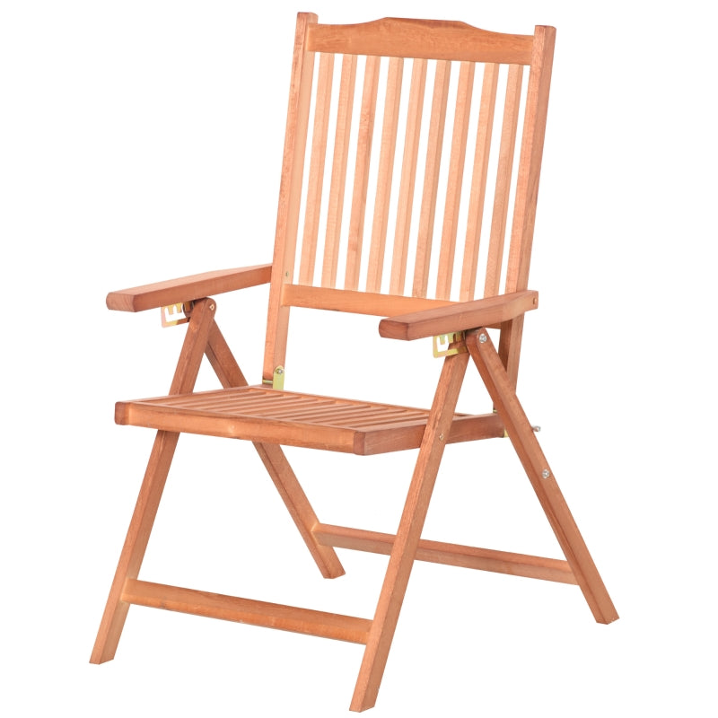 Acacia Wood Folding Patio Armchair - 5-Position Recliner, Outdoor Garden Chair