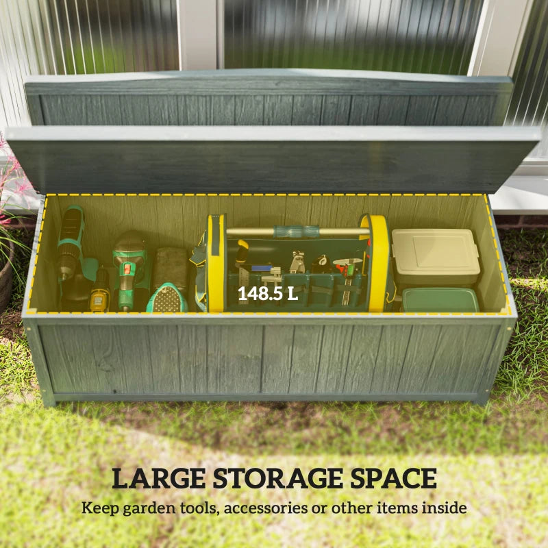 Grey Wooden Storage Bench for Patio - Outdoor Garden Seating, 47"