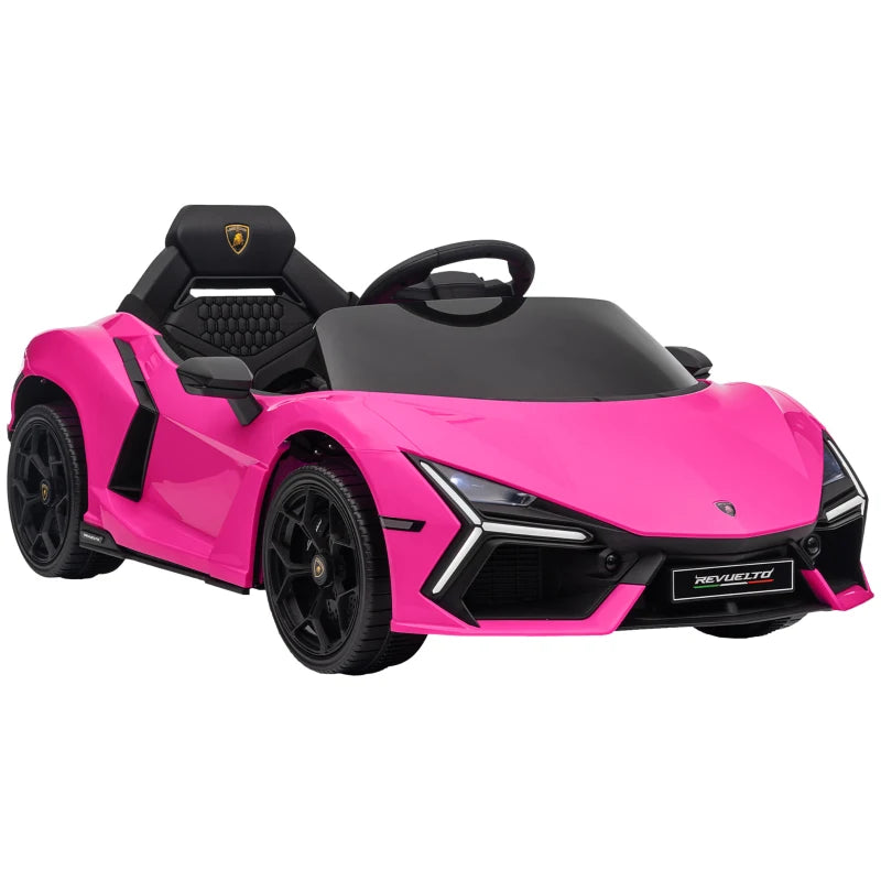 Licensed 12V Lamborghini Revuelto Ride On Car with Butterfly Doors and Remote Control Pink