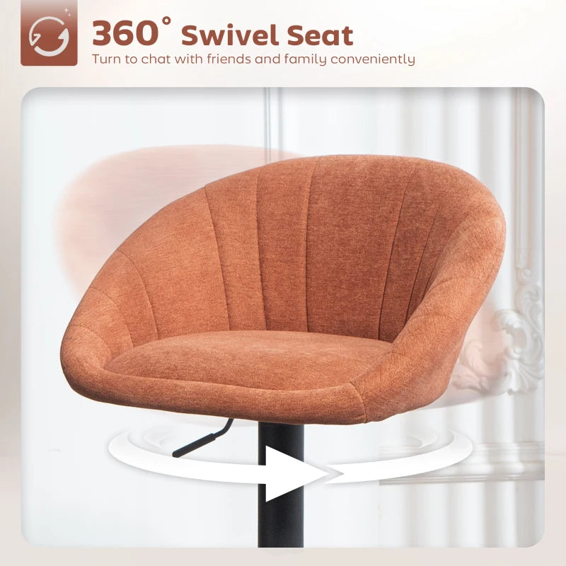 Set of 2 Stylish Orange Relaxed Tub Bar Stools - Modern Design for Kitchen & Home Bar Seating