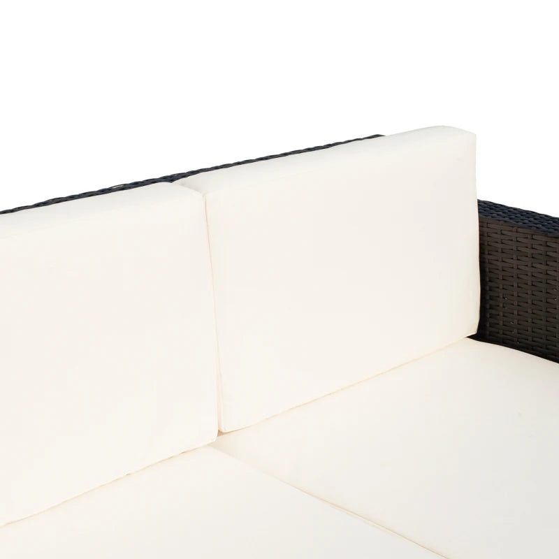 2 Seater Rattan Sofa - Mixed Brown Wicker Garden Loveseat with Soft Padded Cushions and Armrests for Patio