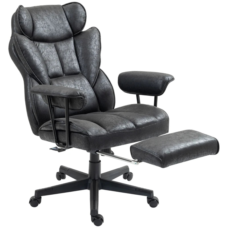 Ergonomic Office Chair with 6-Point Massage & Heat, Reclining Function, Lumbar Support, Foot Rest, Height-Adjustable, Black