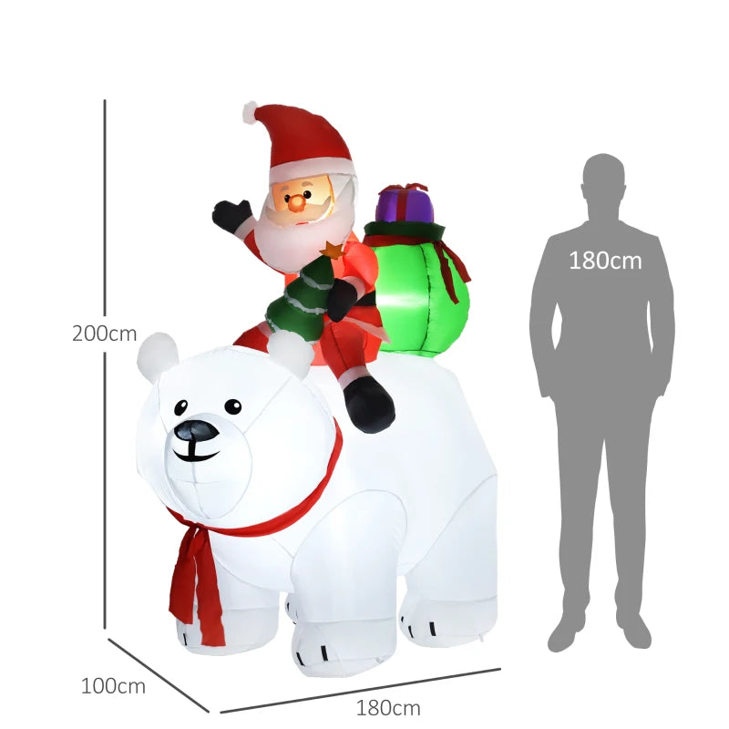 6.6ft Inflatable Santa on Polar Bear - Christmas Outdoor Decoration for Holiday Festivities
