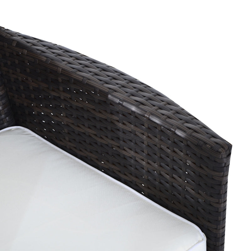 Brown Rattan 2-Seater Chair Set with Middle Tea Table