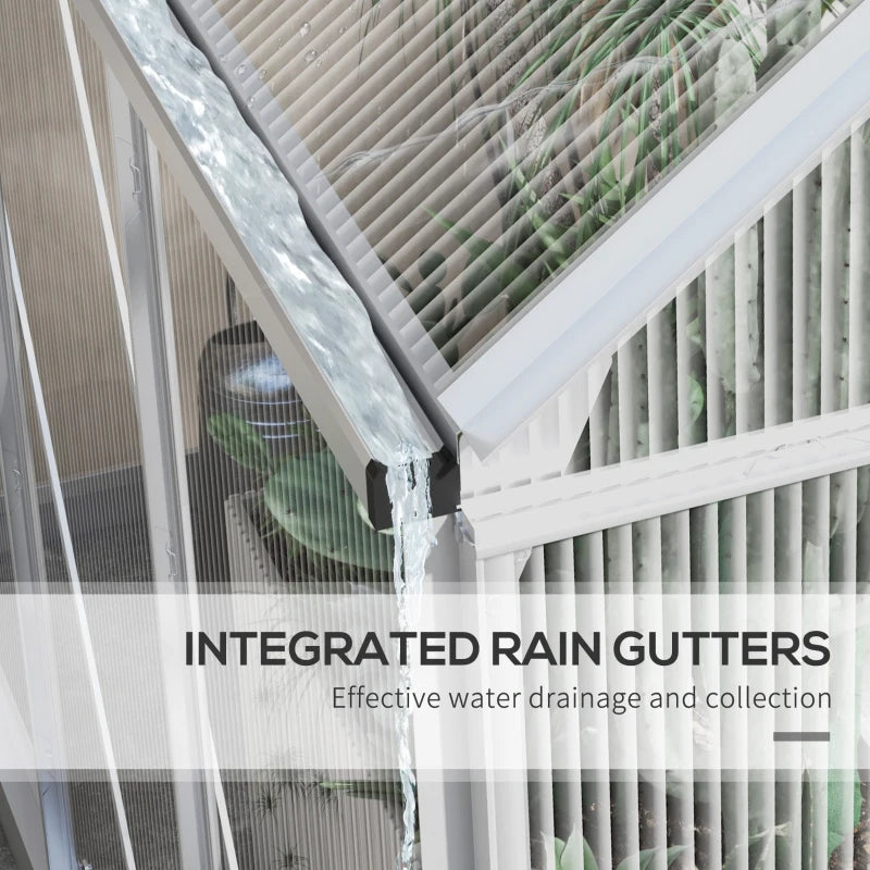 6x6ft Silver Polycarbonate Walk-In Greenhouse with Sliding Door