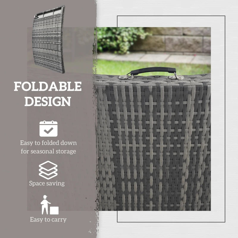 Rattan Folding Sun Lounger Outdoor Chair with Cushion and Pillow in Mixed Grey