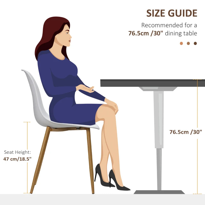 Modern Dining Chairs Set of 4 - Stylish Kitchen Chairs with Backrest & Steel Legs for Dining Room & Living Room - White