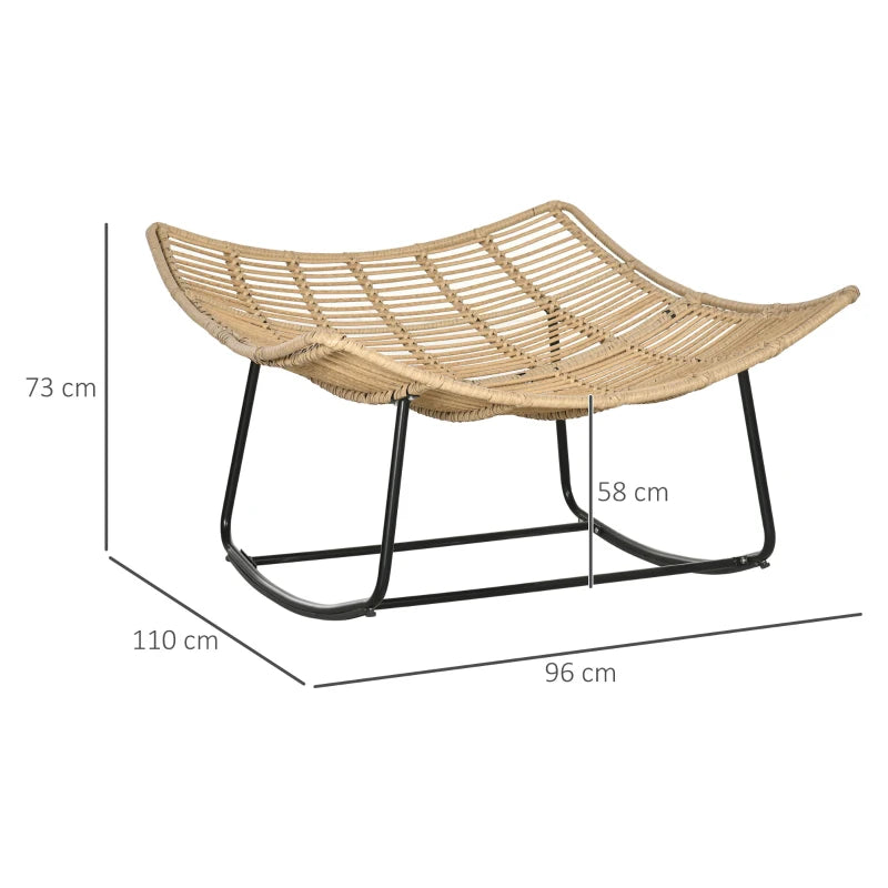 Natural Rattan Rocking Chair with Thick Cushion - Outdoor Patio Furniture