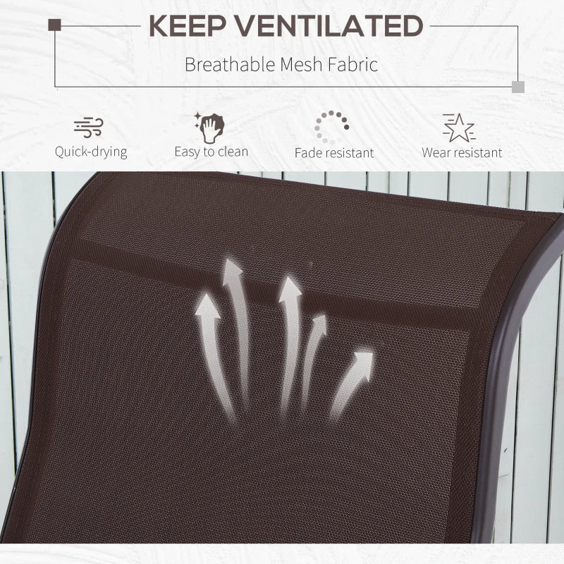 Brown Outdoor Gliding Rocking Chair - Sturdy Metal Frame Garden Swing