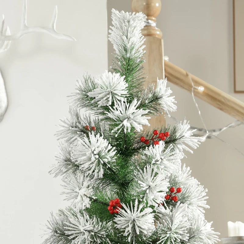 5FT Artificial Christmas Tree with Metal Stand, 184 Tips, Berry Decorations - Perfect Indoor Xmas Holiday Decor