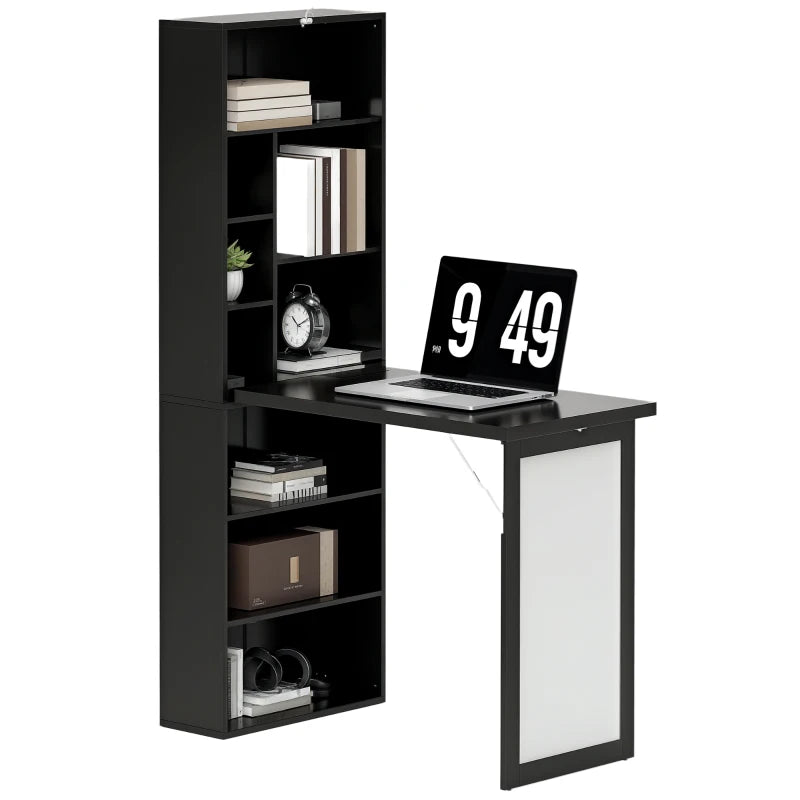 Modern Black Three-Part Work Desk with Storage and Writing Board - Stylish Home Office Furniture for Productivity