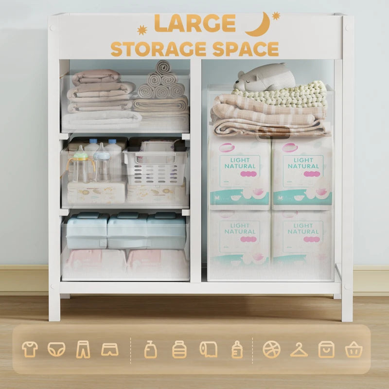 Baby Changing Unit with 4 Storage Drawers and Mat for Nursery Bedroom White 84 x 84.5 cm