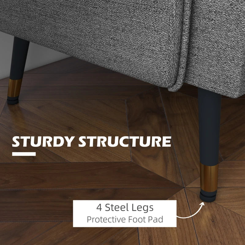 Modern Two-Seater Sofa with Button Tufting and Cushions, Stylish Loveseat for Living Room or Guest Room, Dark Grey