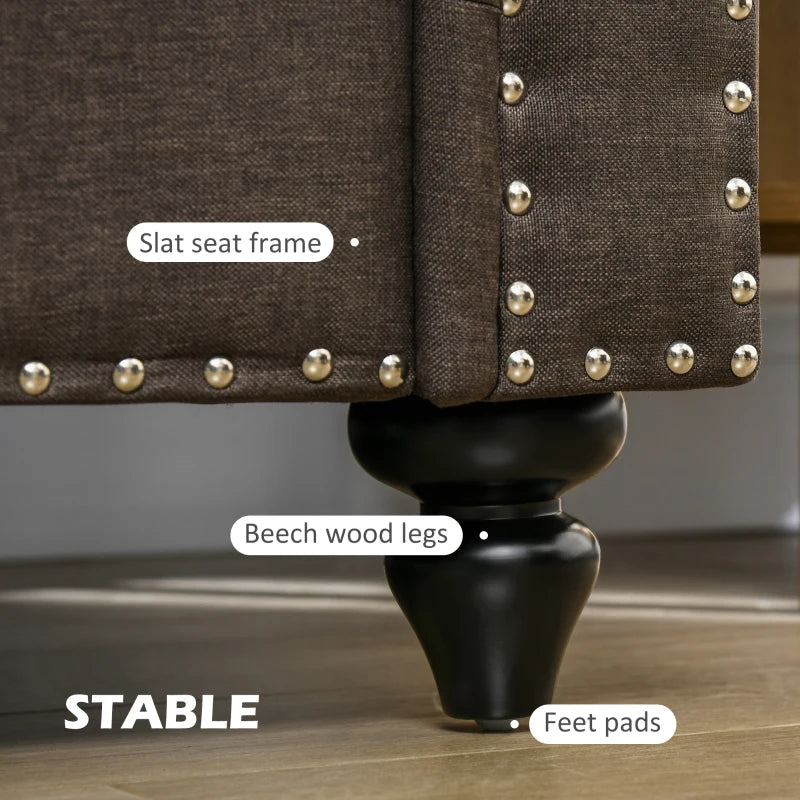 Mid-Century Two-Seater Sofa with Pocket Springs in Dark Brown - Stylish and Comfortable Seating