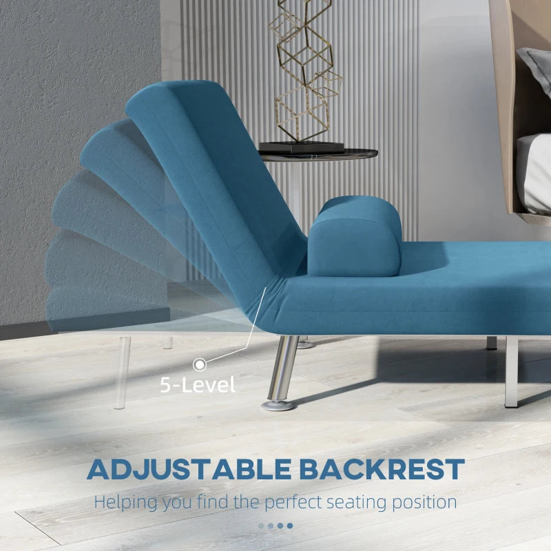 Velvet-Feel Sleeper Chair in Blue - Stylish and Comfortable Multi-Functional Seating Solution