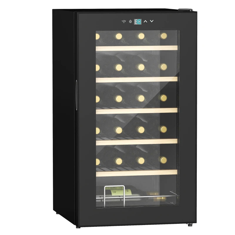 65L 24 Bottle Wine Fridge - Freestanding Cooler with Glass Door, LED Light, Digital Touch Screen & Temperature Control - Black
