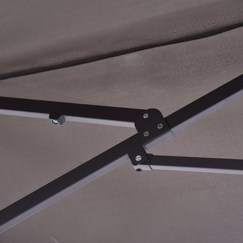 Double-Sided Grey Garden Sun Umbrella - 4.6m Patio Shade Canopy