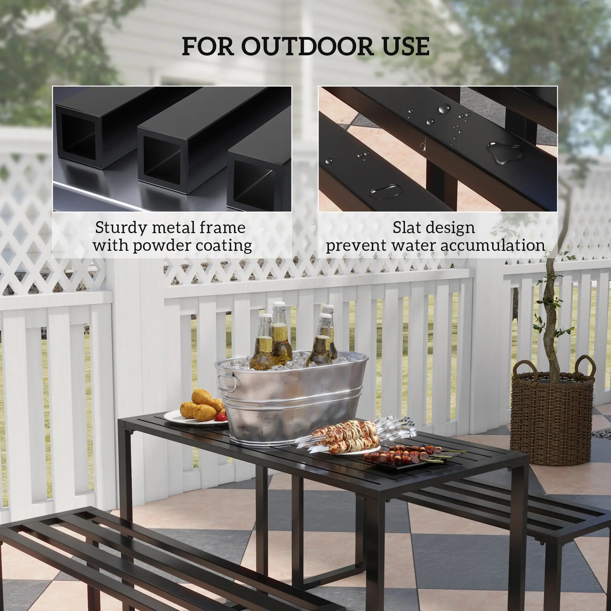 Black Metal Picnic Table