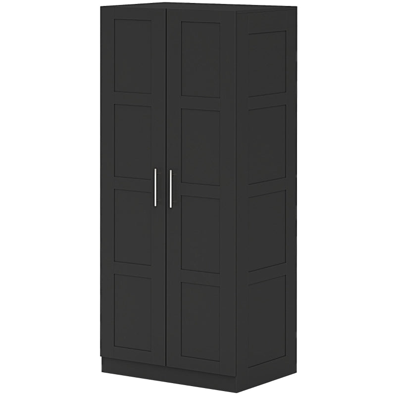 Stylish Double Panel Door Wardrobe with Shelves for Modern Home Storage Black