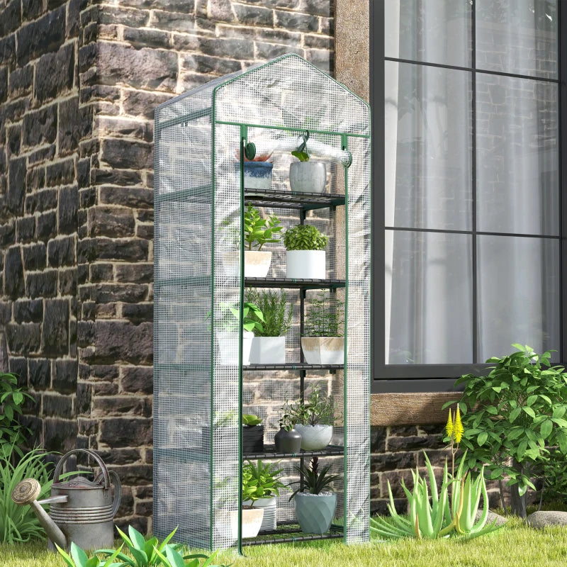 193cm White Five Shelf Mini Greenhouse - Indoor/Outdoor Plant Storage