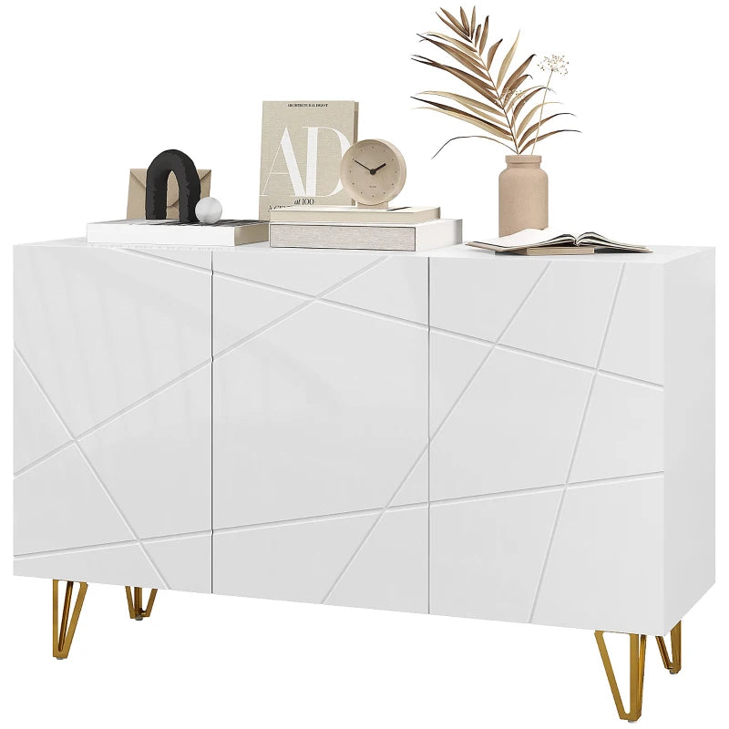Modern Luxe High Gloss Sideboard with Hairpin Legs in White