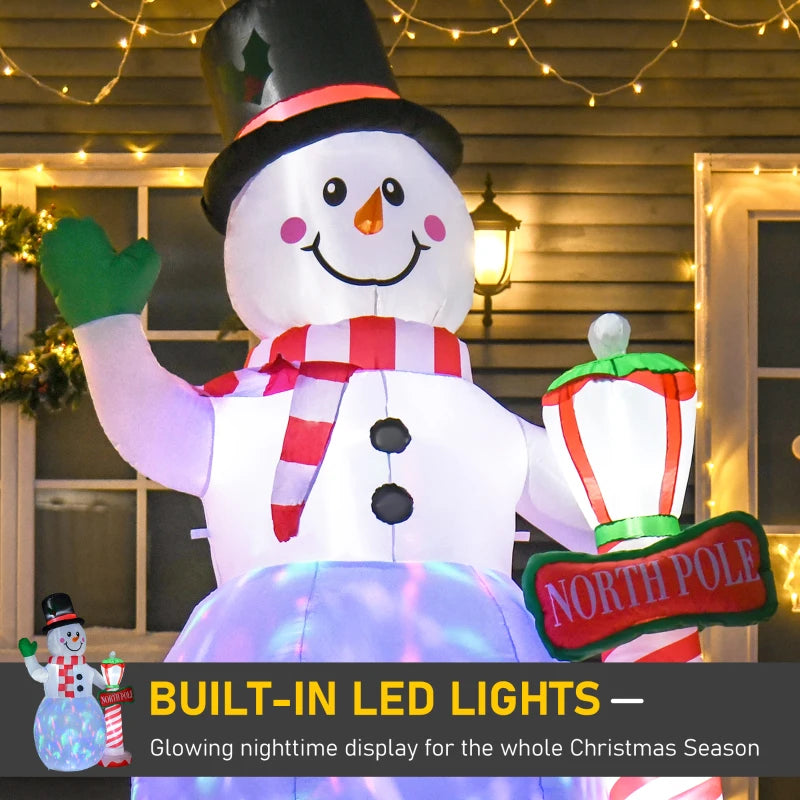 8ft Tall Inflatable Snowman with Street Lamp - Lighted Christmas Decoration for Indoor Outdoor Garden Lawn Party