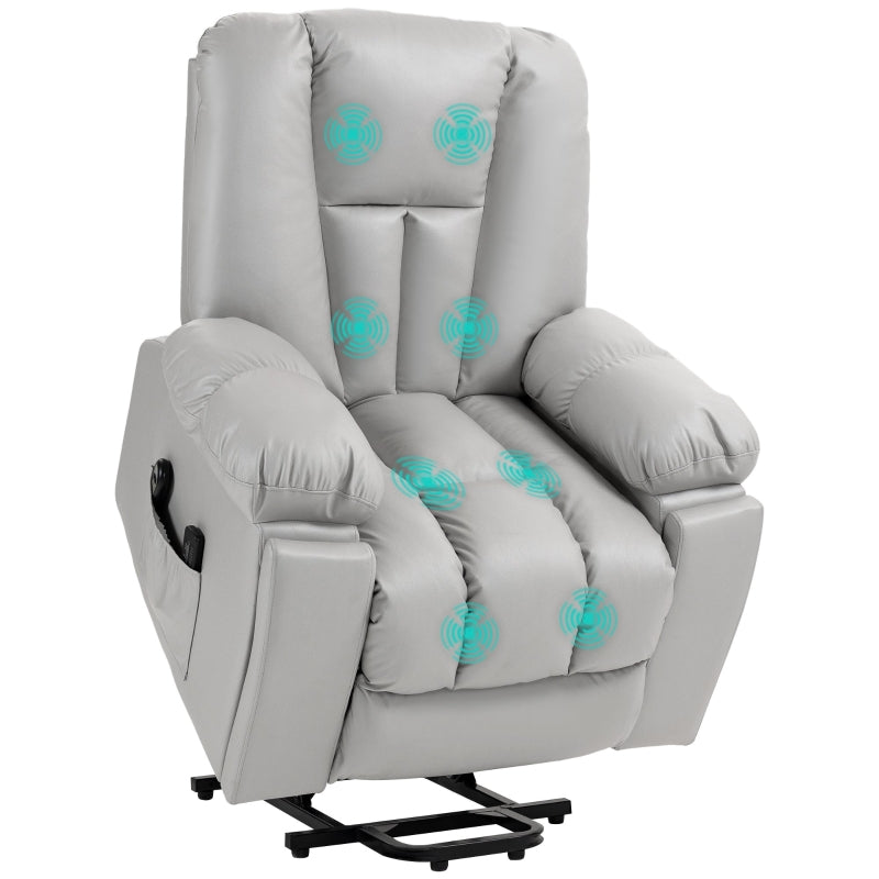 Light Grey Reclining Armchair with Eight Massage Points for Ultimate Comfort